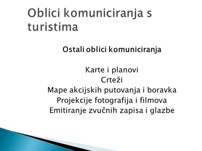 Ostali oblici komuniciranja   Karte i planovi  Crteži  Mape akcijskih putovanja